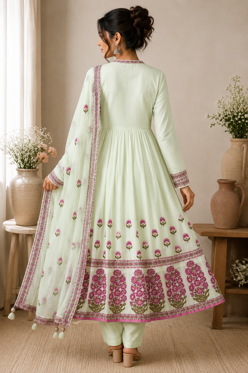 Pista Blossom Anarkali Set