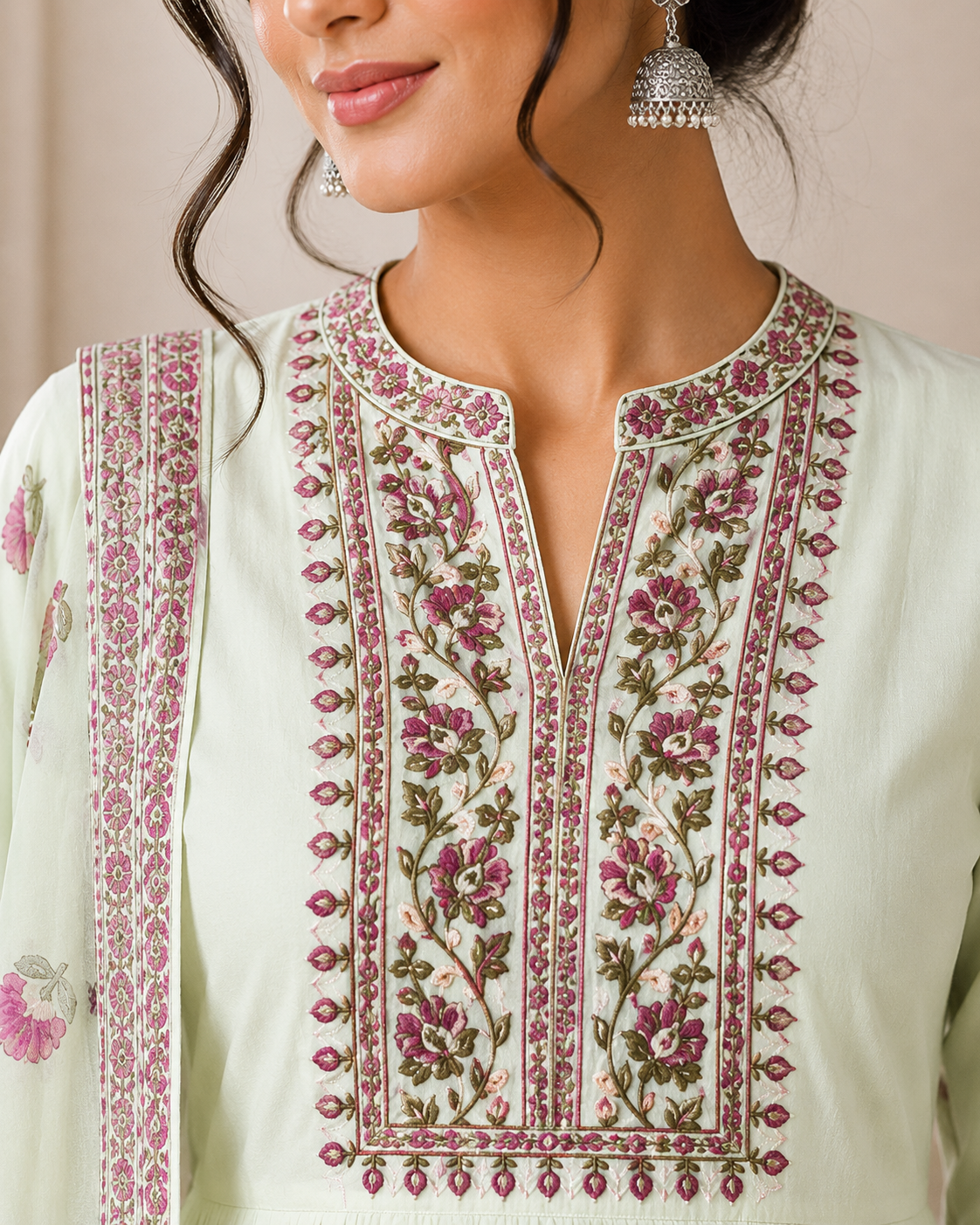 Pista Blossom Anarkali Set