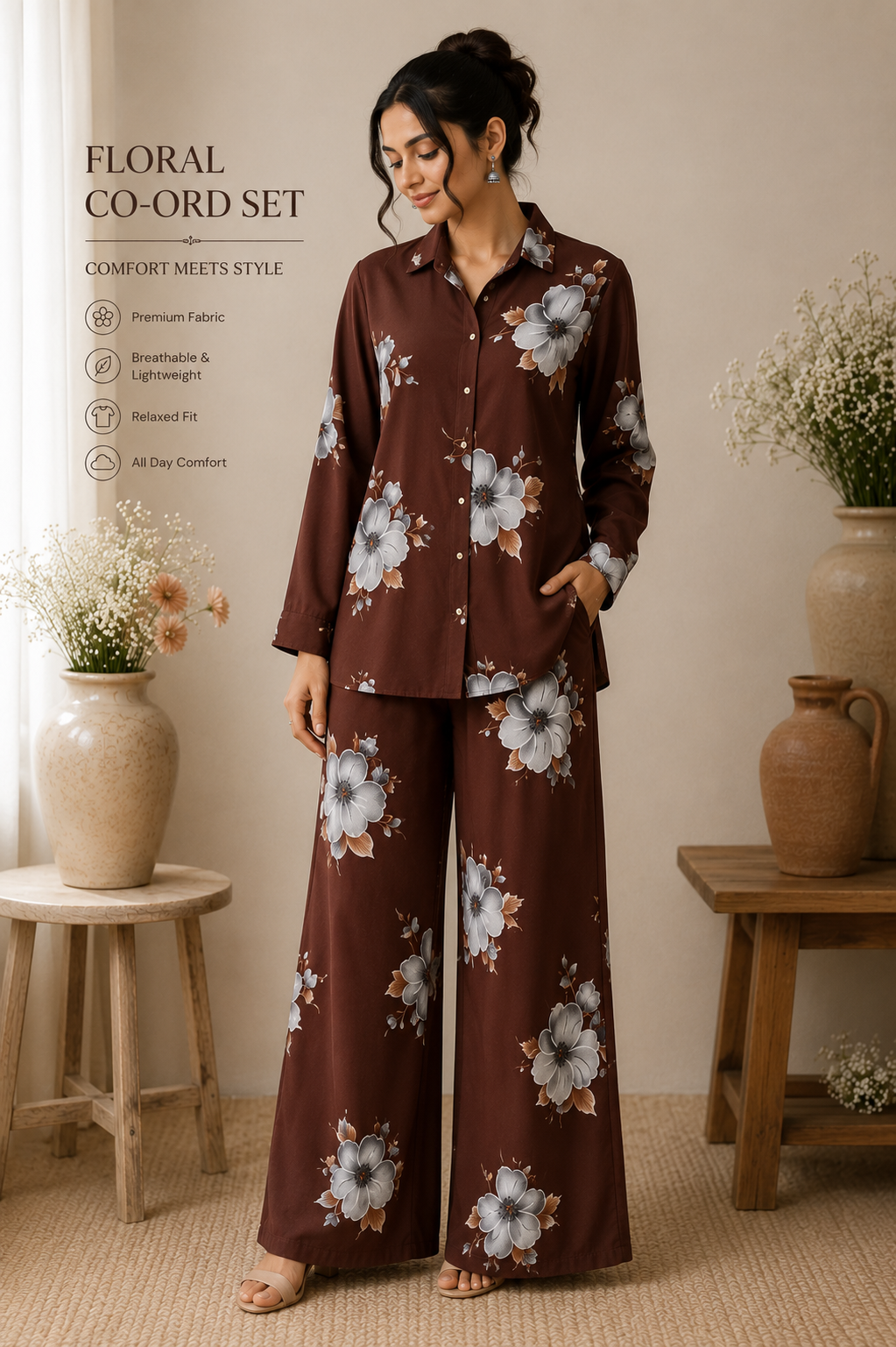 FLORAL SATIN CO-ORD SET