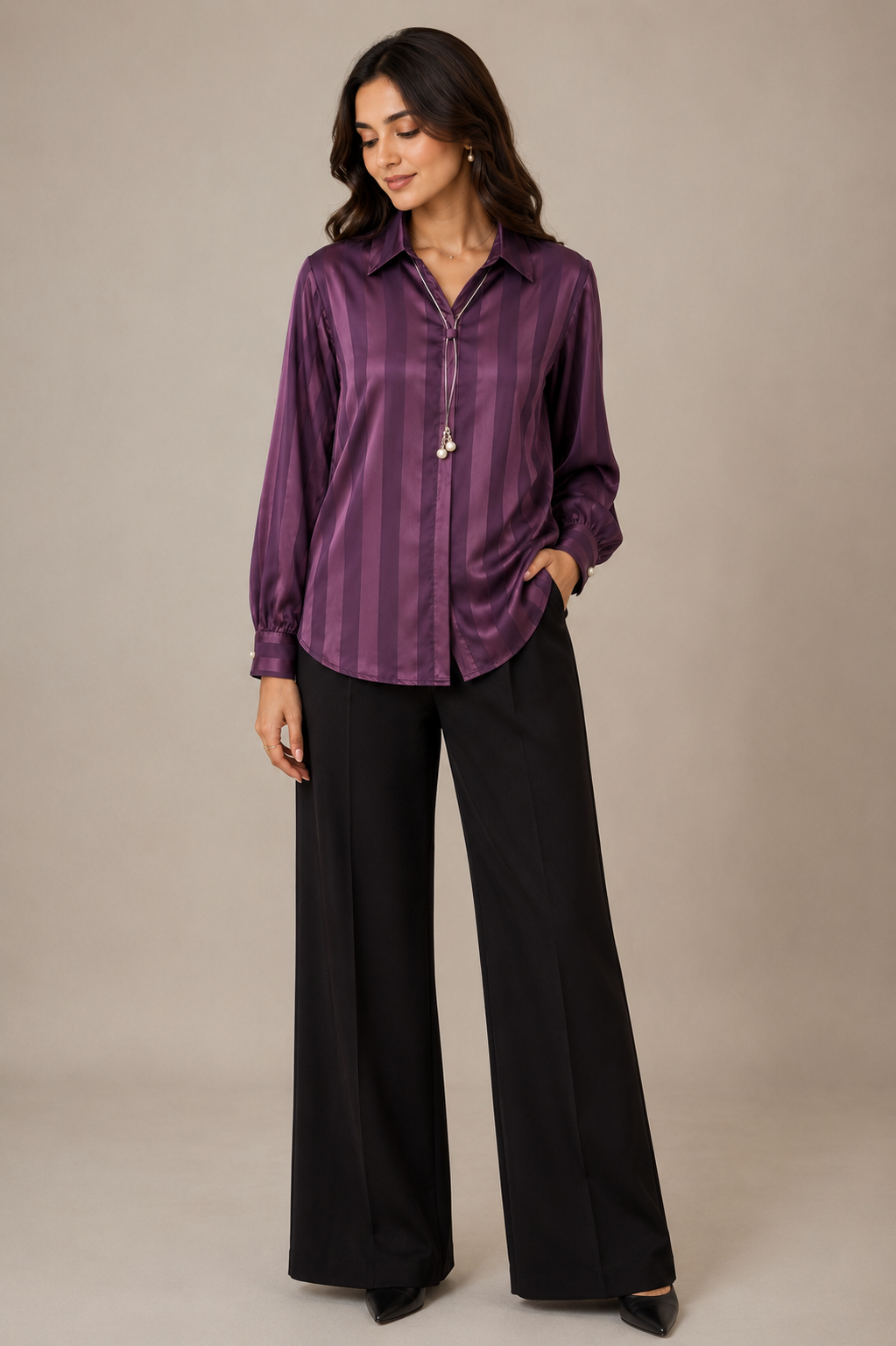 Monochrome Stripe Satin Shirt