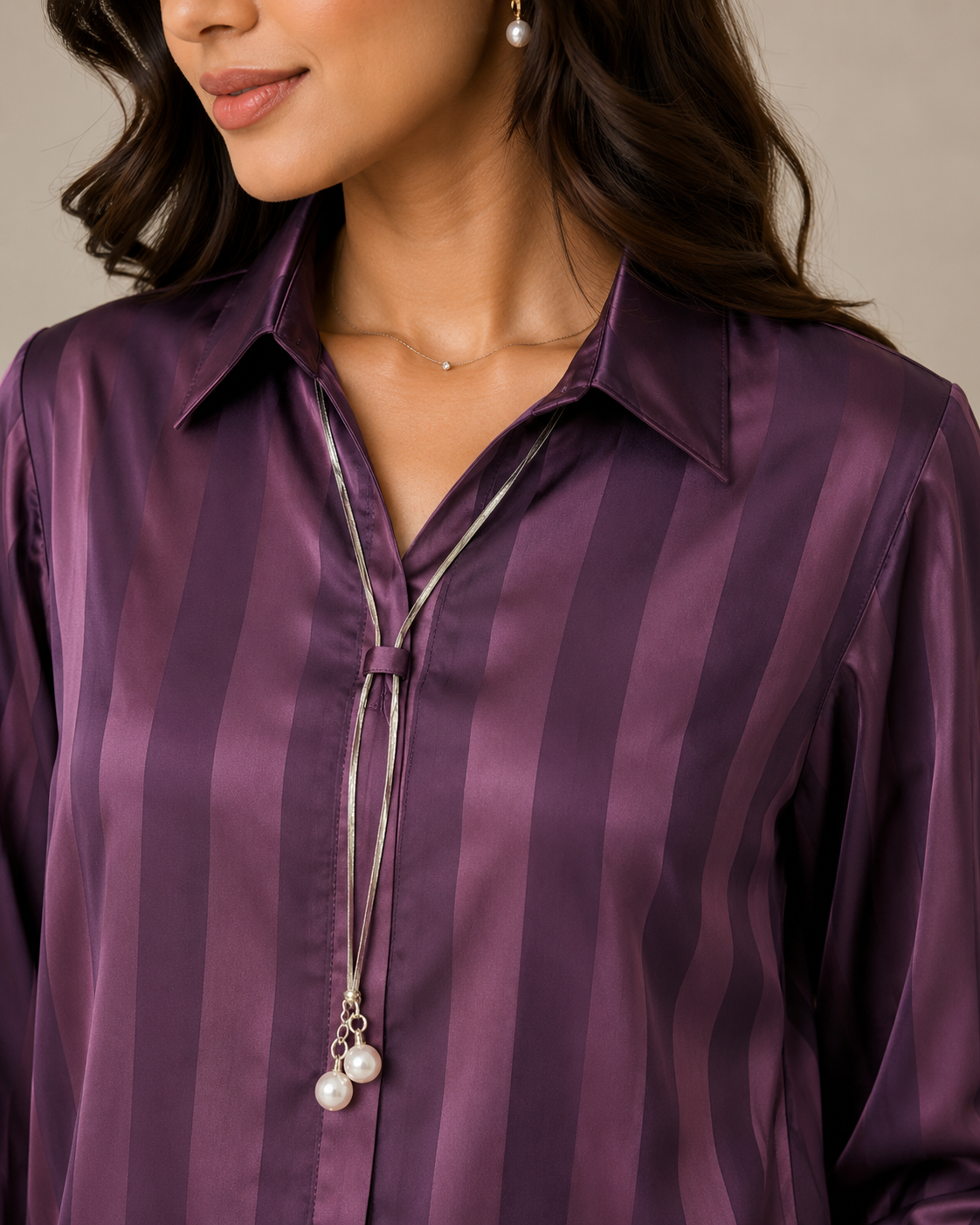 Monochrome Stripe Satin Shirt