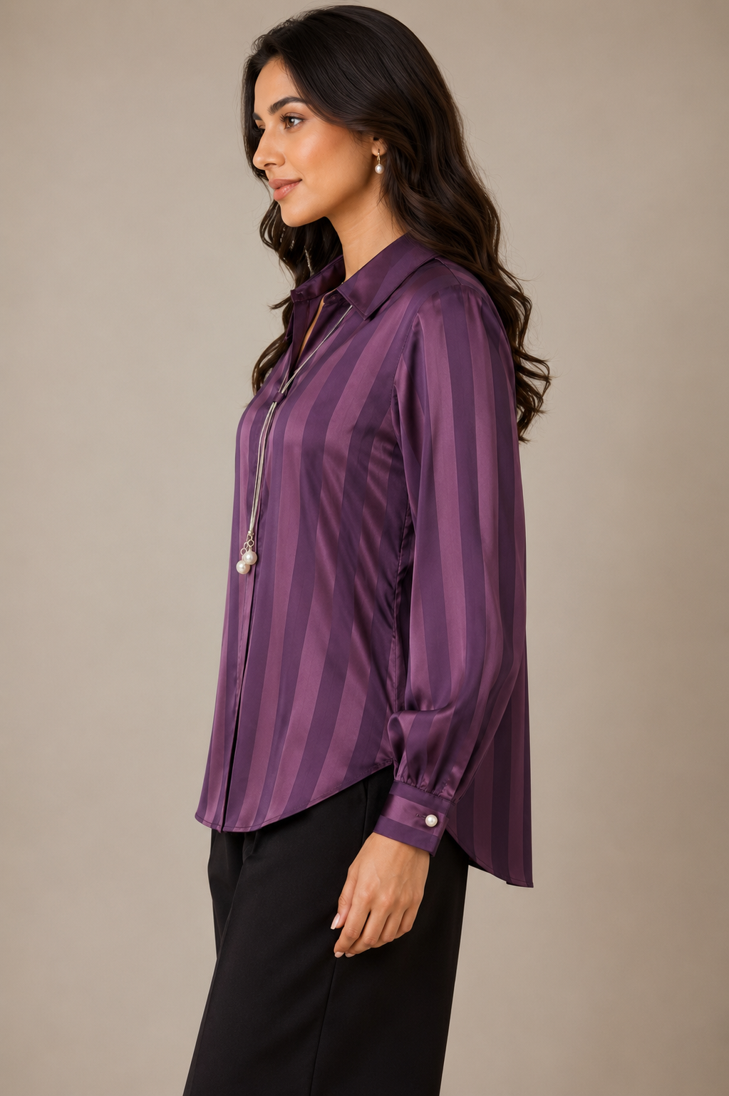 Monochrome Stripe Satin Shirt