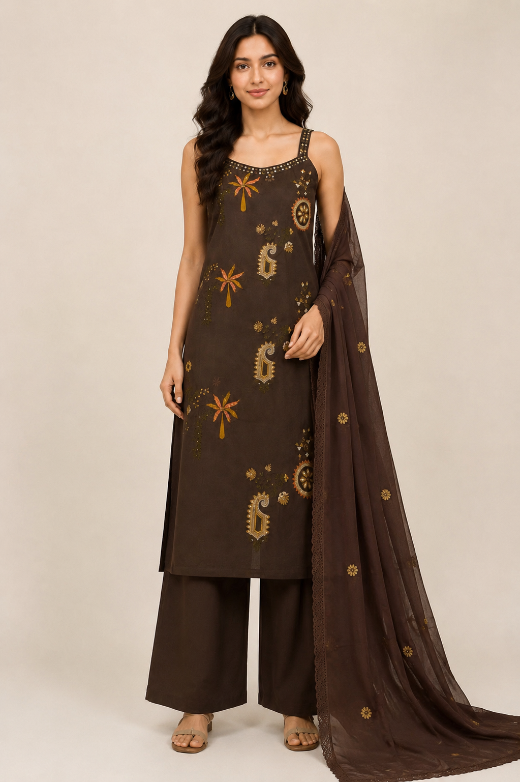 Aaina Cocoa Bloom Kurta Set